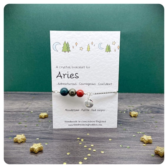 Aries Crystal Bracelet, Star Sign Jewellery, Zodiac Birthday Gift For Her, Personalised Horoscope Gift, Aries For Women