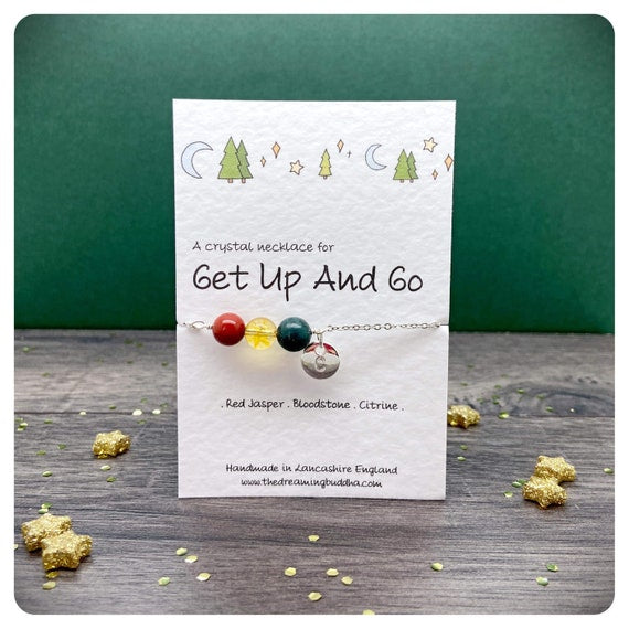 Motivational Silver Necklace, Get Up And Go Gift, Energising Crystals, Lost Mojo Support, Procrastination Tool, You Can Do It Card