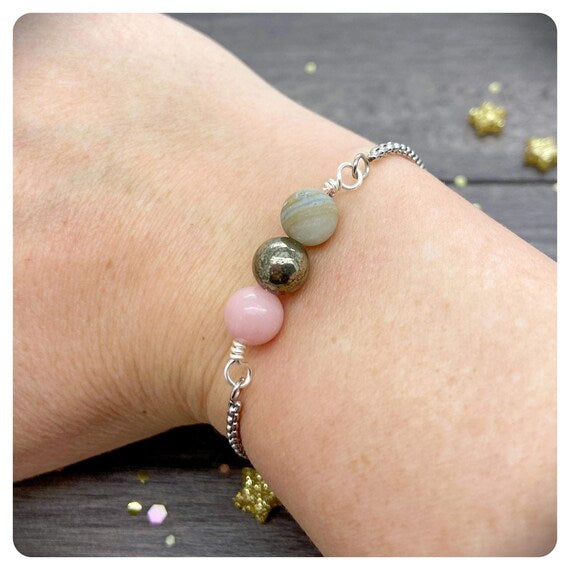 Crystal Bracelet For Set Back, Disappointment Adjustable Slider Bracelet, Calming Soothing Energy, Keep Going Gift, Don’t Give Up