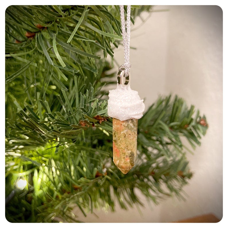 Gemstone Christmas Decorations, Quartz Tree Ornament, Crystal Bauble Set