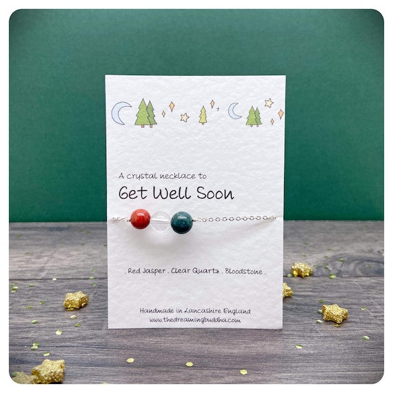 Get Well Soon Gift, Wire Wrapped Bead Necklace, Choose Your Necklace Length, Feel Better Soon Gift, Speedy Recovery Gemstone Necklace