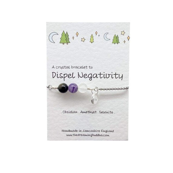 Positive Energy Crystal Bracelet, Negative Vibes Protection Jewellery, Stress Anxiety Support Gift, Psychic Shield Bracelet