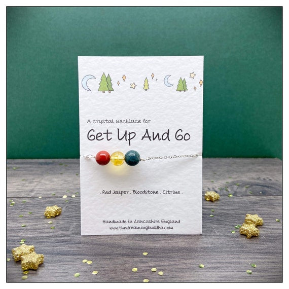 Motivational Silver Necklace, Get Up And Go Gift, Energising Crystals, Lost Mojo Support, Procrastination Tool, You Can Do It Card