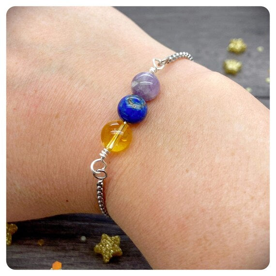 Creativity Gemstone Slider Bracelet, Crystals For Inspiration and Motivation, Manifest Creative Ideas, Artist Writer Student Gift