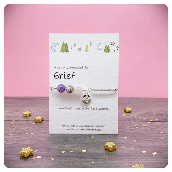 Personalised Crystal Grief Bracelet, Bereavement Sympathy Jewellery, Sympathy Gift,, Sorrow Loss Support Bracelet, Healing Crystals