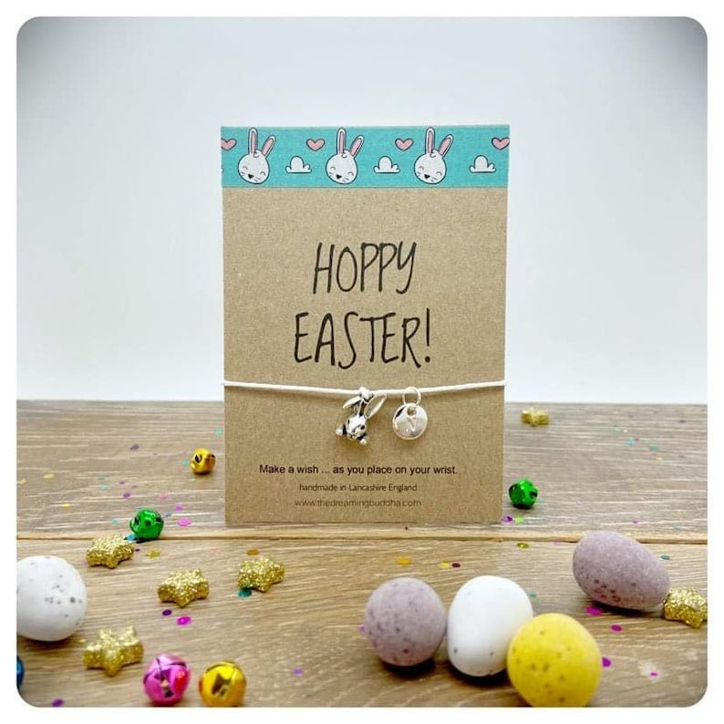 Hoppy Easter Card, Easter Wish Bracelet, Cute Easter Basket Filler, Easter Egg Hunt Prize, Easter Friendship Postal Gift