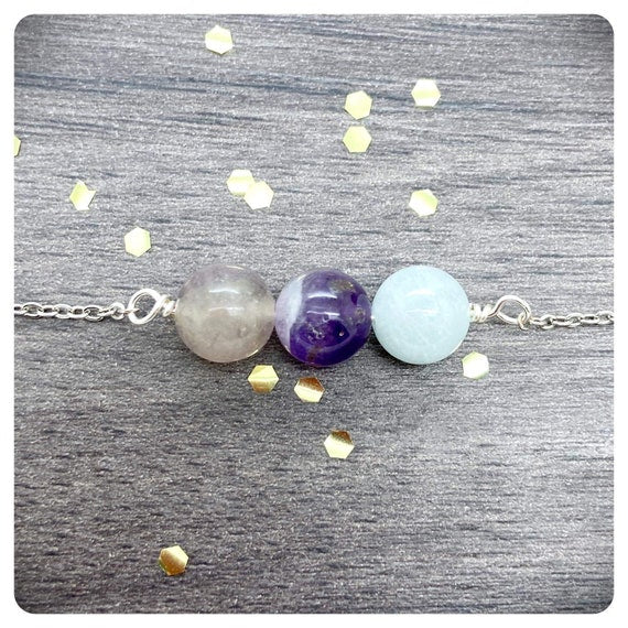 Pisces Crystal Necklace, February March Birthstone Jewellery, Zodiac Gemstone Choker, Personalised Star Sign Gift, Silver Zodiac Necklace