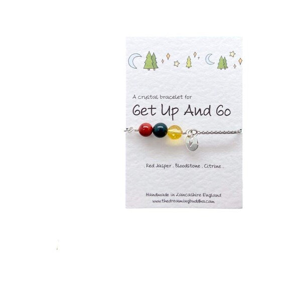 Personalised Get Up and Go Crystal Bracelet, Encouragement Gemstone Jewellery, Mental Health Boost Healing Crystal Bracelet, Uplifting Gift