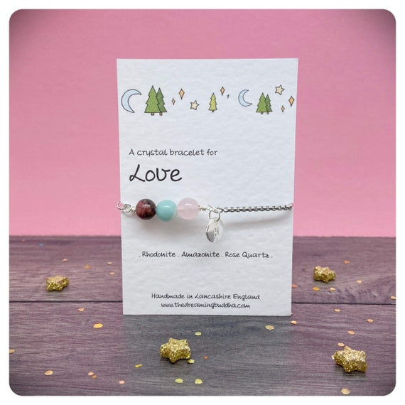 Love Bracelet, Handmade I Love You Jewellery, Girlfriend Birthday Gift, Valentines Day Jewellery, Crystals For Love, I Love You