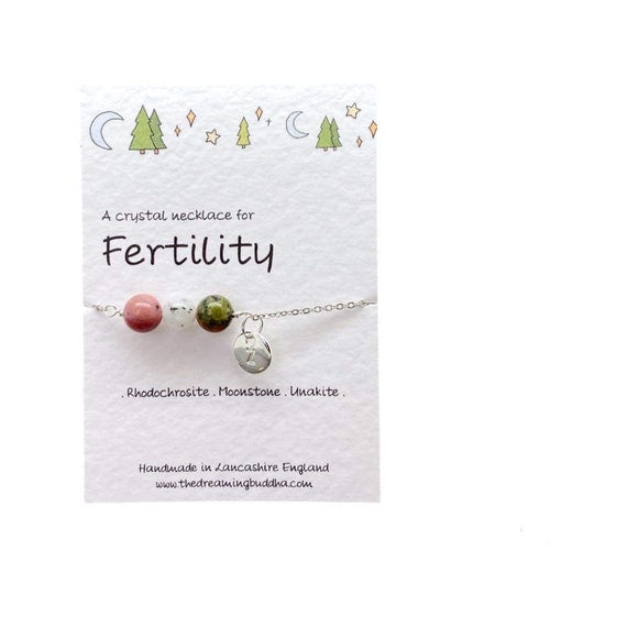 Fertility Crystal Necklace, IVF Journey Jewellery, Trying For A Baby, Pregnancy Conception Crystals, Personalised Fertility Gift