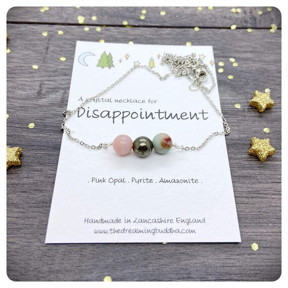 Don’t Be Hard On Yourself Gift, Disappointment Crystal Necklace, Keep Trying Jewellery, Gemstones For Negative Emotions, Exam Failure