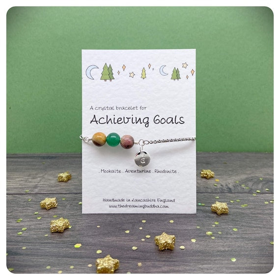 Achieving Goals Crystal Bracelet, Manifest Success Abundance Gemstones, Personalised Motivation Bracelet, Achieve Intentions