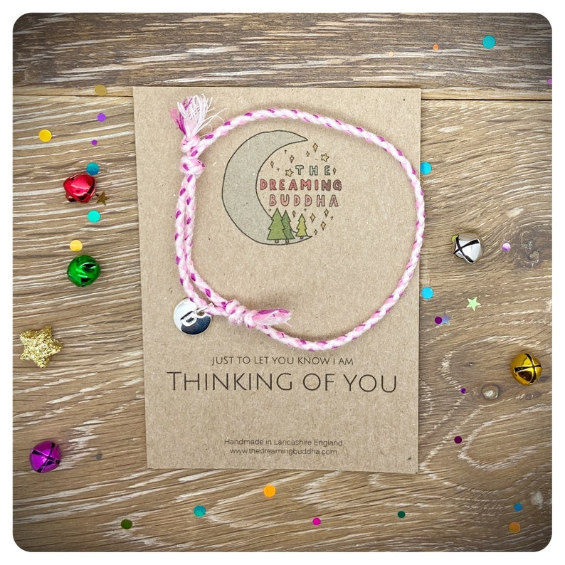 Thinking Of You Friendship Bracelet, Missing You Gift, Stay Strong Card, Braided Cotton Bracelet