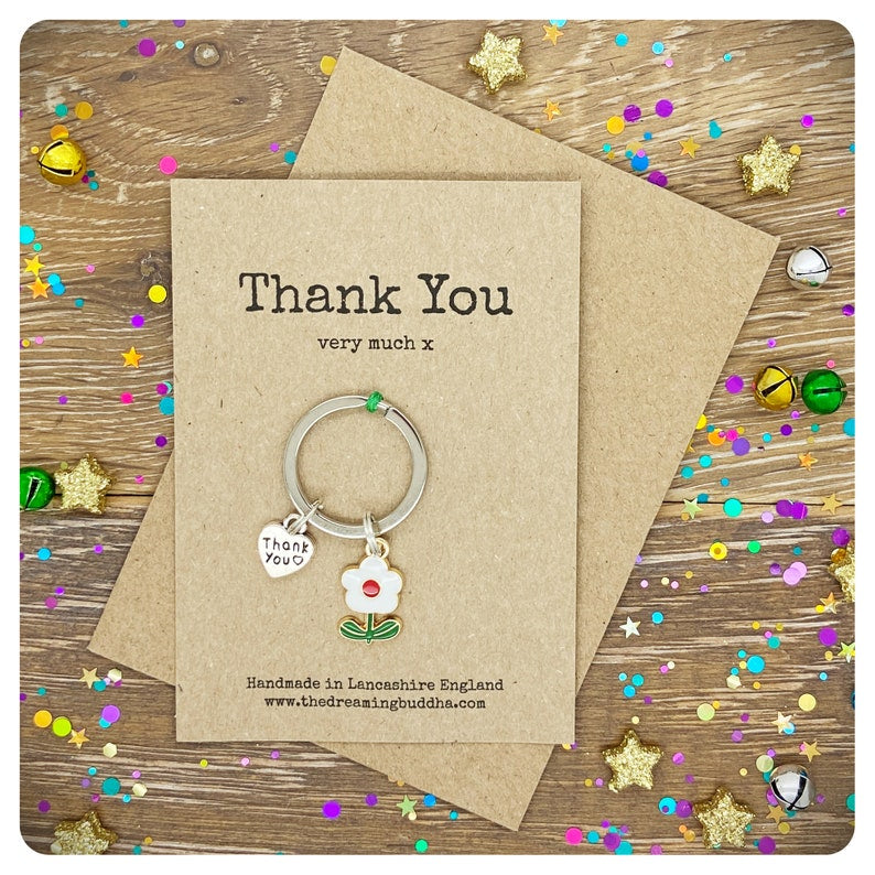 Set Of 4 Thank You Keyrings, Pack Of Four Appreciation Gifts, Bulk Thank You Presents, School Teacher Gifts, Employee Thanks, Business Gift