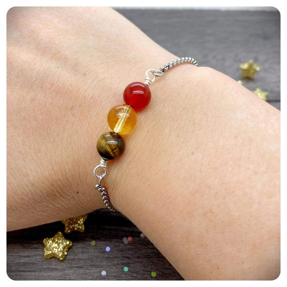 Leo Crystal Slider Bracelet, Personalised Horoscope Gift, July August Birthday Present, Zodiac Jewellery, Leo Star Sign Chain Bracelet