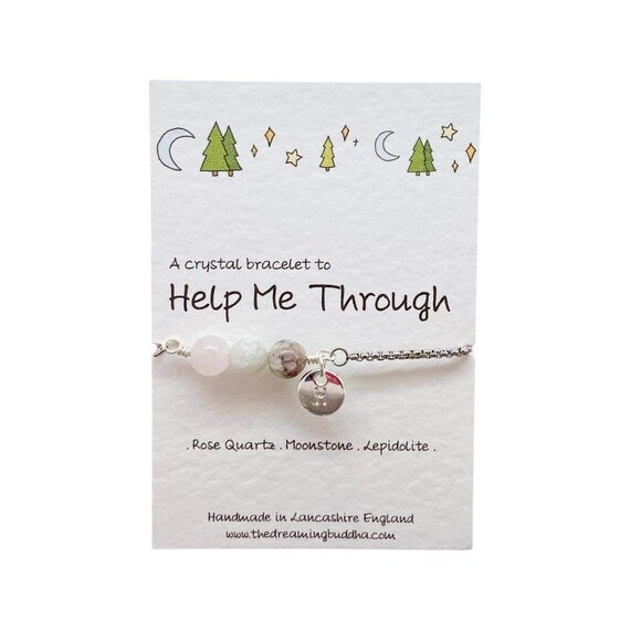 Help Me Through Slider Bracelet, Grief Crystals, Emotional Support Bracelet, Anxiety Jewellery, Mental Health Self Care