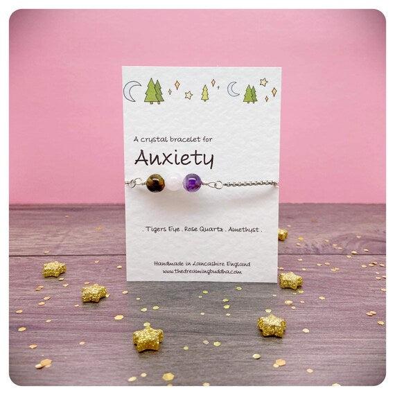 Anxiety Support Bracelet, Crystal Healing Jewellery, Calming Energy Crystals, Stress Relief Bracelet, Crystals For Relaxing