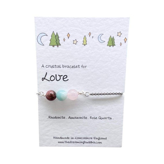 Love Bracelet, Handmade I Love You Jewellery, Girlfriend Birthday Gift, Valentines Day Jewellery, Crystals For Love, I Love You