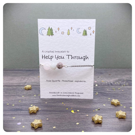 Help You Through Crystal Bracelet, Mental Health Support Gift, Thinking Of You, Grief Sorrow Loss Jewellery, Healing Crystals