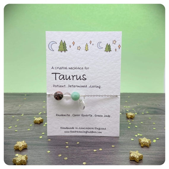 Taurus Crystal Necklace,Personalised Star Sign Jewellery, Personalised Taurus Gift, Crystal Star Sign Silver Necklace, April May Birthday