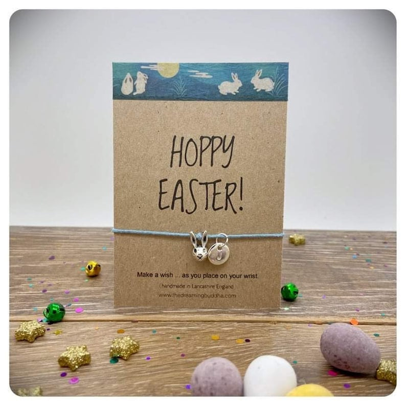 Hoppy Easter Card, Easter Wish Bracelet, Cute Easter Basket Filler, Easter Egg Hunt Prize, Easter Friendship Postal Gift
