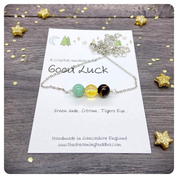 Good Luck Crystal Necklace, Lucky Charm, Exam Crystals, Driving Test Gift, New Job Leaving Gift, Lucky Crystals, Lucky Jewellery