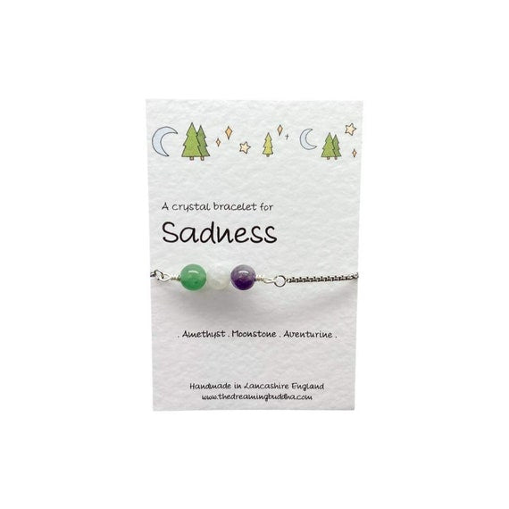 Sadness Crystal Bracelet, Grief Loss Jewellery, Emotional Support, Unhappiness Postal Gift, Feel Better Gemstones, Thinking Of You