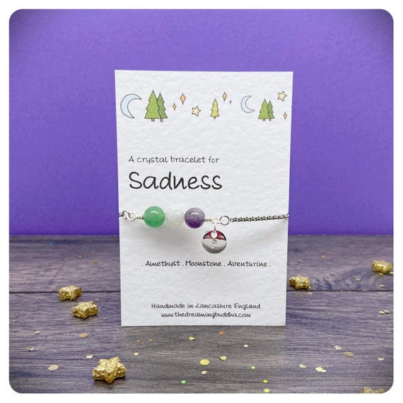 Sadness Crystal Bracelet, Grief Loss Jewellery, Emotional Support, Unhappiness Postal Gift, Feel Better Gemstones, Thinking Of You