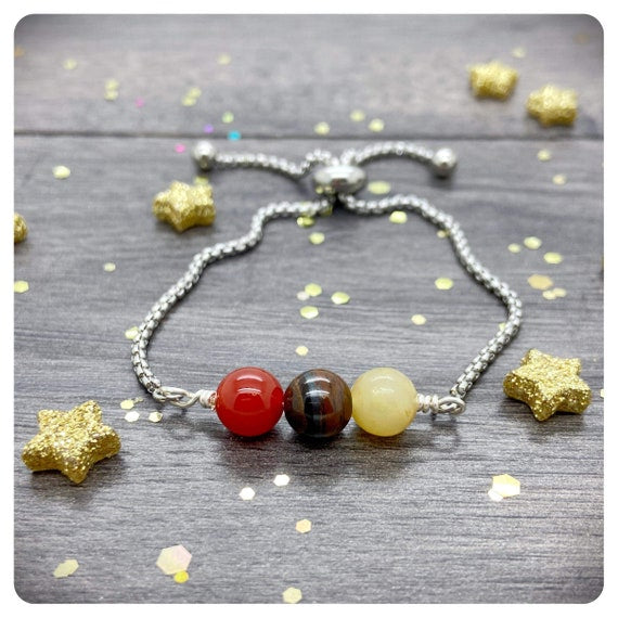 Confidence Crystal Adjustable Chain Bracelet, Self Esteem Gift, Personalised Self Belief Present, Courage Jewellery Crystals