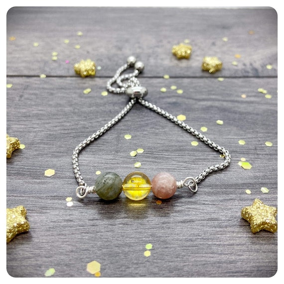 Emotional Balance Crystal Bracelet, Emotional Support Gift, Hormone Support For Her, Calm Emotions, Personalised Crystal Slider Bracelet