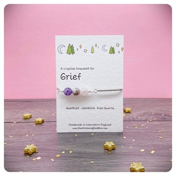 Personalised Crystal Grief Bracelet, Bereavement Sympathy Jewellery, Sympathy Gift,, Sorrow Loss Support Bracelet, Healing Crystals