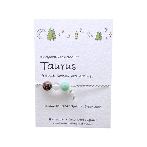 Taurus Crystal Necklace,Personalised Star Sign Jewellery, Personalised Taurus Gift, Crystal Star Sign Silver Necklace, April May Birthday
