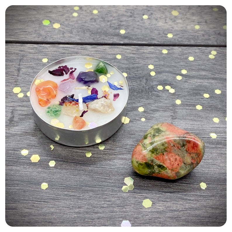 Unakite Tumbled Gemstone & Candle Gift Set