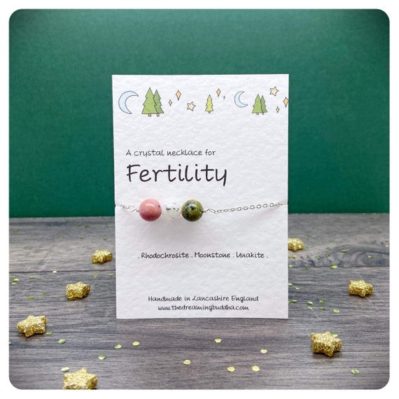 Fertility Crystal Necklace, IVF Journey Jewellery, Trying For A Baby, Pregnancy Conception Crystals, Personalised Fertility Gift