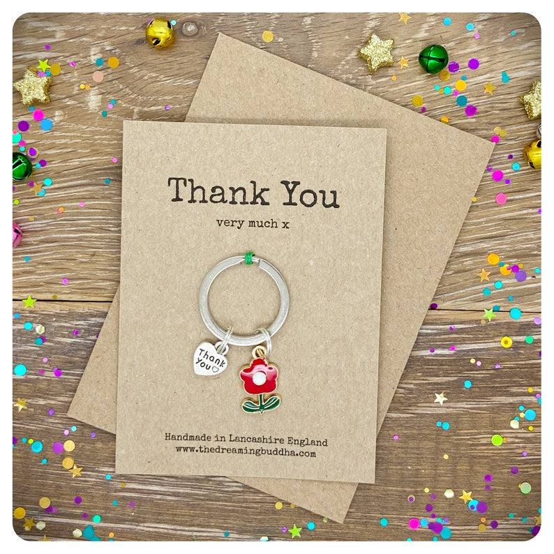 Set Of 4 Thank You Keyrings, Pack Of Four Appreciation Gifts, Bulk Thank You Presents, School Teacher Gifts, Employee Thanks, Business Gift
