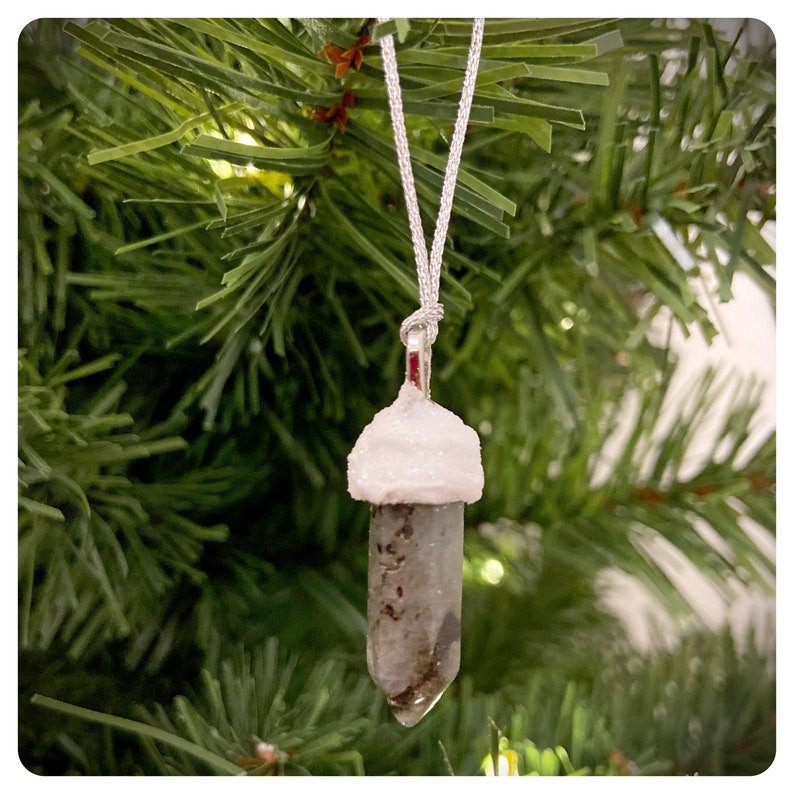 Gemstone Christmas Decorations, Quartz Tree Ornament, Crystal Bauble Set