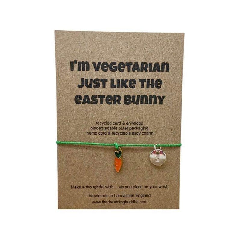 Vegetarian Easter Gift, Veggie Bunny Wish Bracelet, Easter Rabbit Wish Bracelet, Personalised Easter Wish Bracelet, Funny Bunny Easter Card
