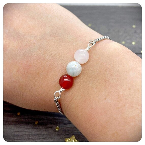 Cancer Zodiac Bracelet, Adjustable Crystal Bracelet, Unisex Star Sign Jewellery, Wire Wrapped Gemstones, Horoscope Birthday Card