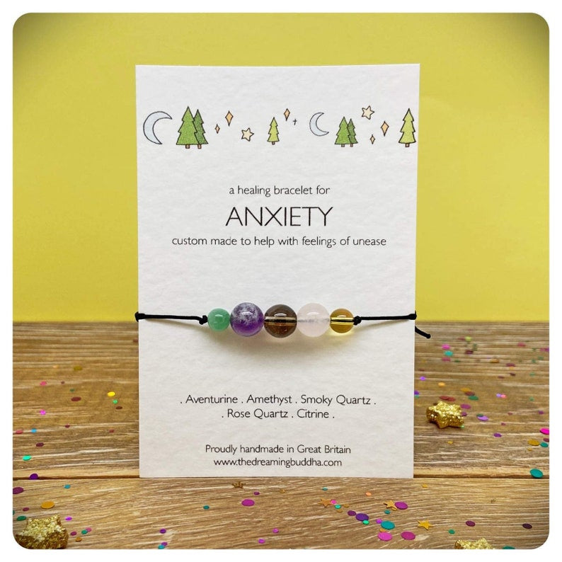 Crystal Anxiety Bracelet, Stress and Anxiety Jewellery, Healing Worry Bracelet, Healing Crystal Distress Bracelet