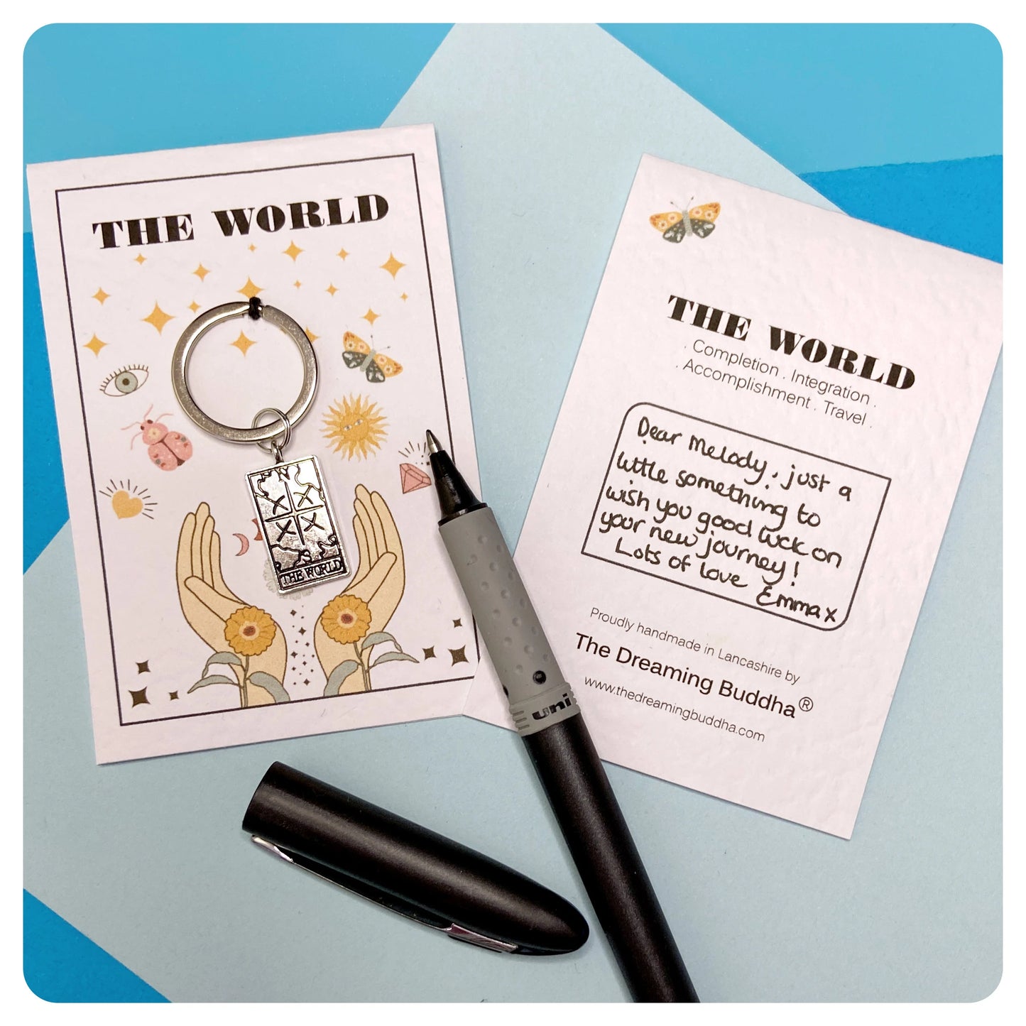 The World Tarot Card Keyring Graduation Gift Card For Travel Keychain New Beginning Gift With Crystal