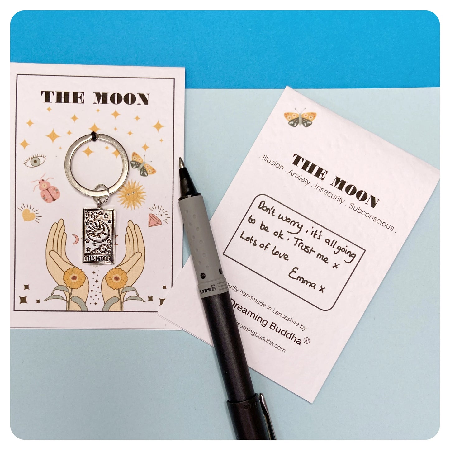 The Moon Tarot Keyring For Mental Health And Anxiety Crystal Thinking Of You Friendship Gift Card For Tough Time