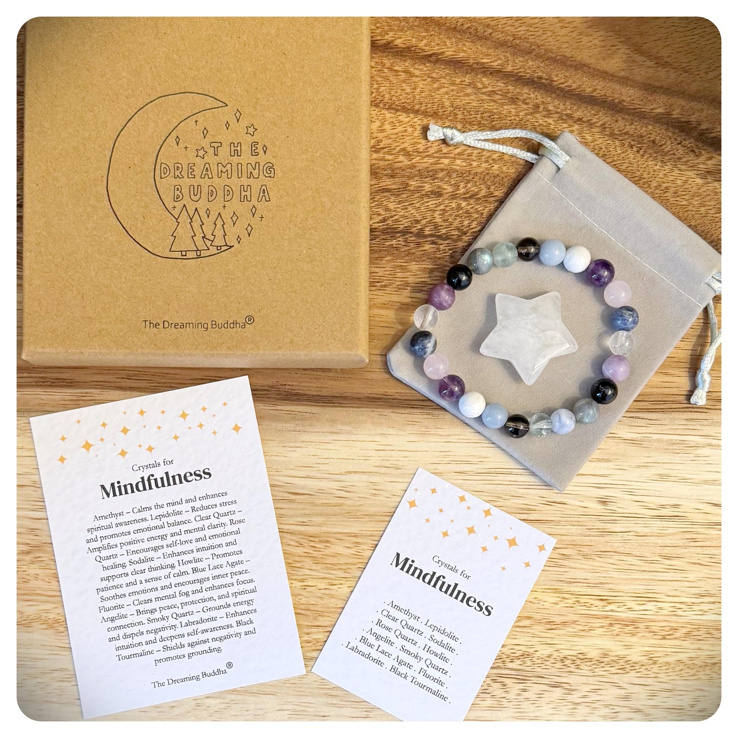 Mindfulness Crystal Bracelet, Stress Relief Jewellery, Mental Health Gift, Meditation Bracelet, Anxiety Self Care Bracelet, Relaxation Gift