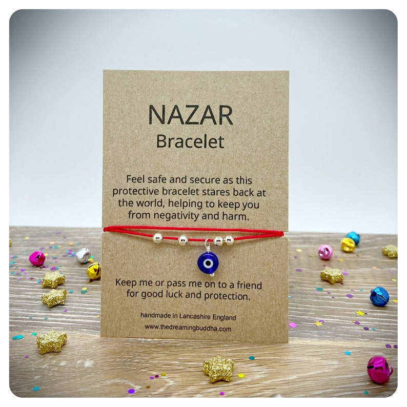 2 Nazar Adjustable Bracelets, Glass Evil Eye Cord Bracelets, Set Of Two Turkish Eye String Bracelets