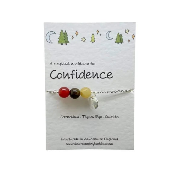 Personalised Confidence Crystal Necklace, Self Esteem Gift For Her, Wrapped Bead Bar Pendant, Self Belief Crystal Birthday Gift