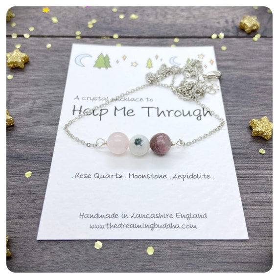 Emotional Healing Crystal Necklace, Self Love Gift, Motivational Gemstones, Gemstone Chain Choker Necklace, Help Me Through Hard Times