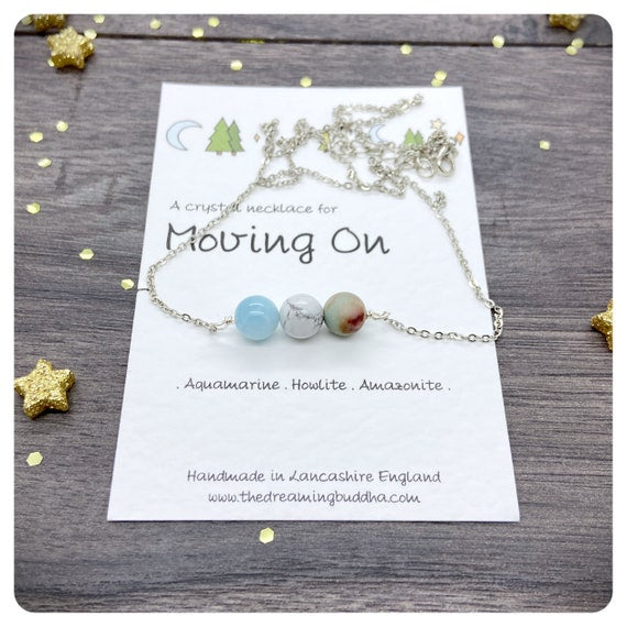 Moving On Crystal Necklace, Personalised Fresh Start Gift, New Beginnings Choker, Emotional Healing Gemstones, Break Up Present