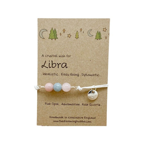 Libra Zodiac Crystal Bracelet, Horoscope Gift, Astrology Birthstone Anklet, Personalised Star Sign Gift