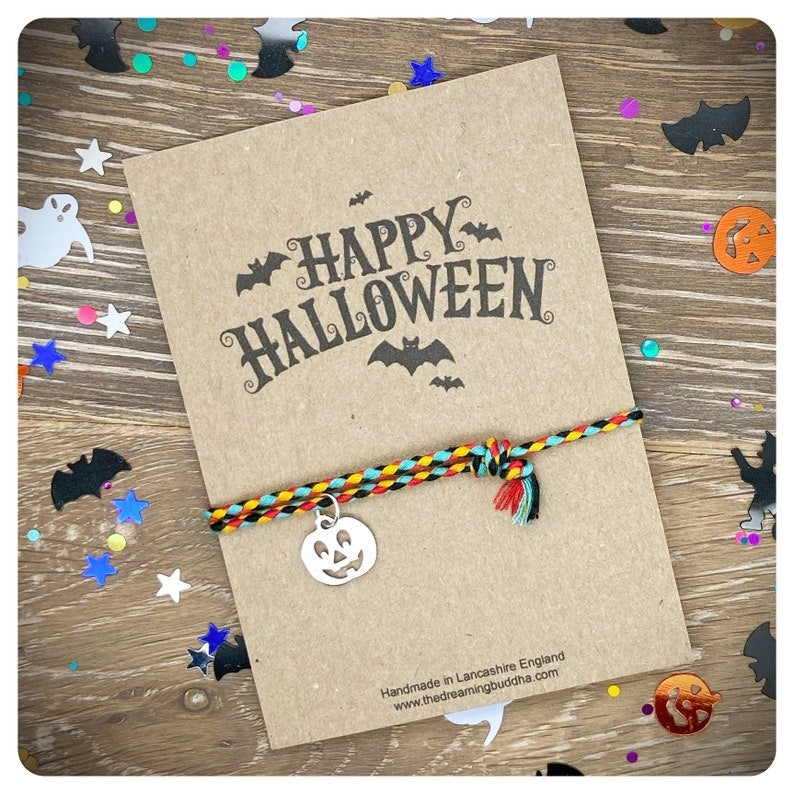Halloween Pumpkin Friendship Bracelet, Simple Braided Jewellery, Plaited Woven String Gift