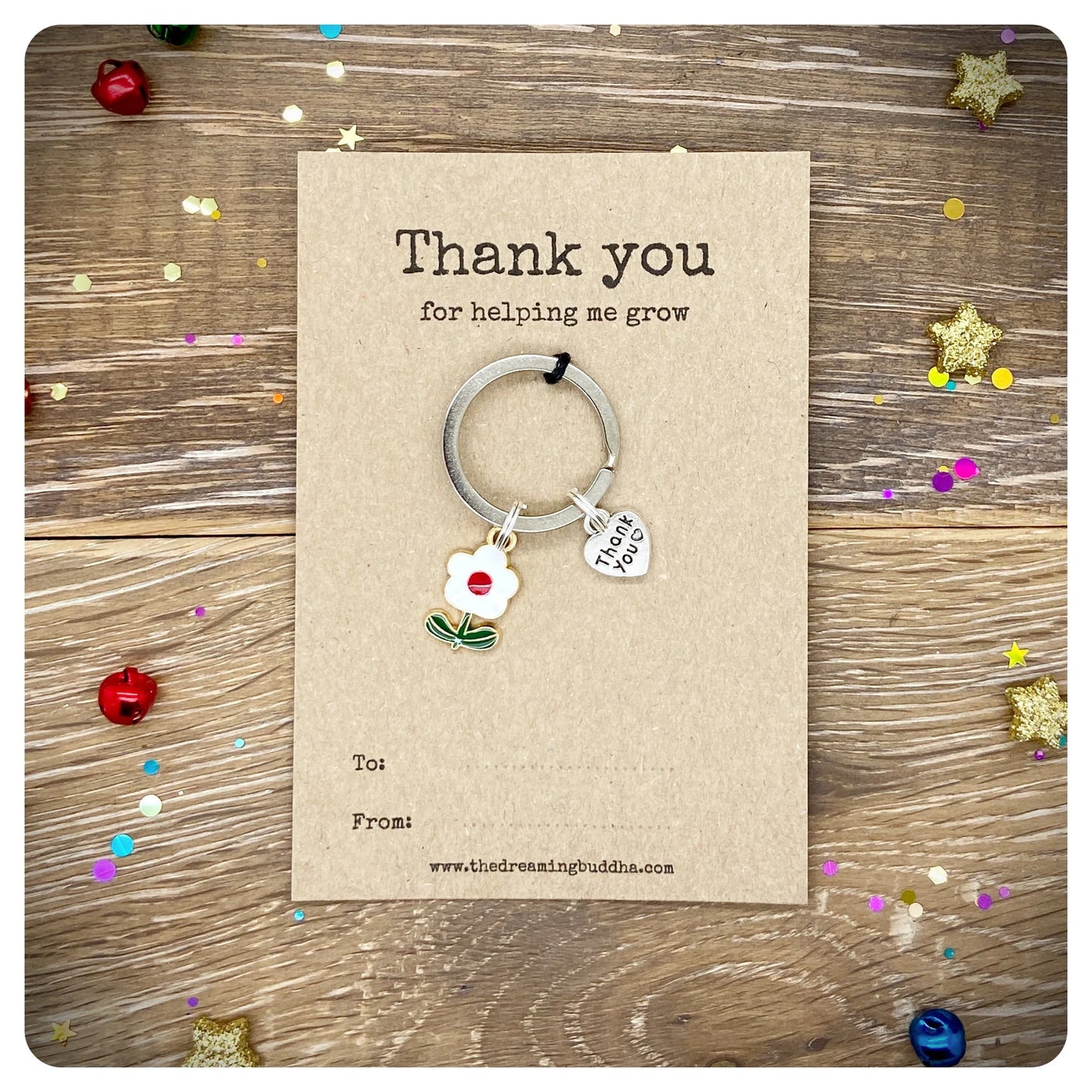 Thank You For Helping Me Grow Teacher Gift, End Of Term Teacher Keyring, Personalised Teacher Gift