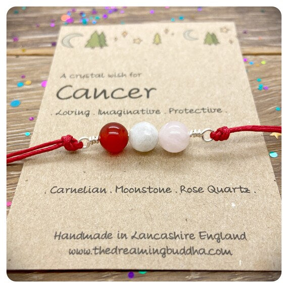 Cancer Zodiac Crystal Bracelet, Horoscope Gift, Astrology Birthstone Anklet, Personalised Star Sign Gift